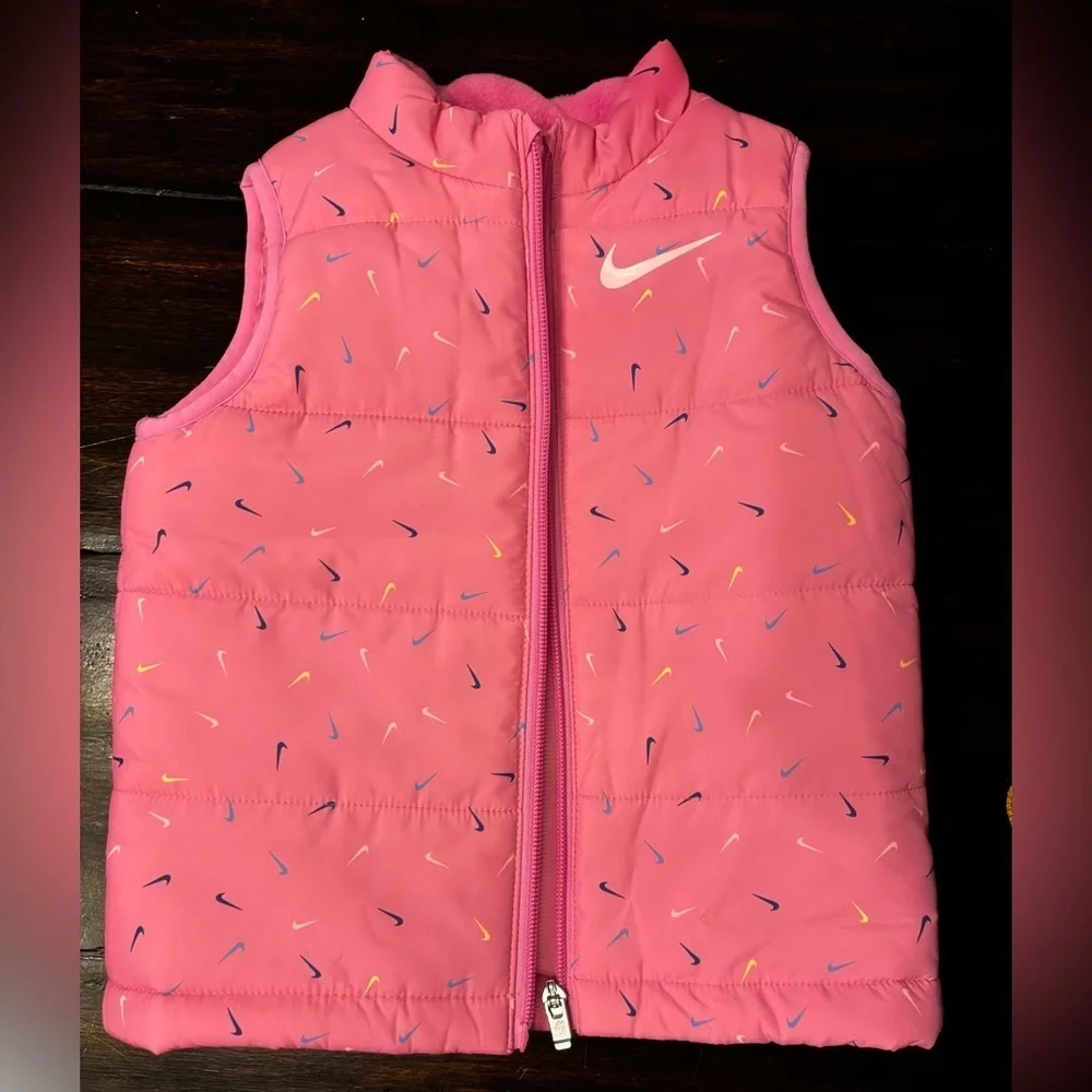 Nike Kids Pink Puffer Vest with Multicolor Accents size 2-3